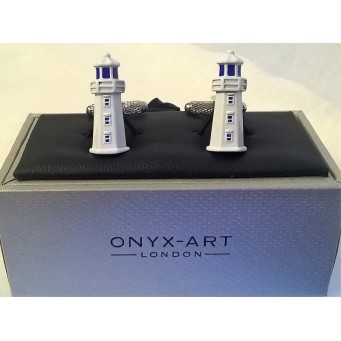 ONYX-ART CUFFLINK SET - LIGHTHOUSE